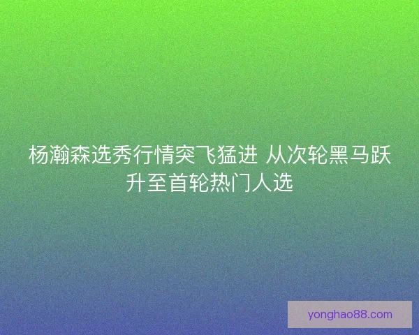 杨瀚森选秀行情突飞猛进 从次轮黑马跃升至首轮热门人选 杨瀚森选秀行情突飞猛进 从次轮黑马跃升至首轮热门人选