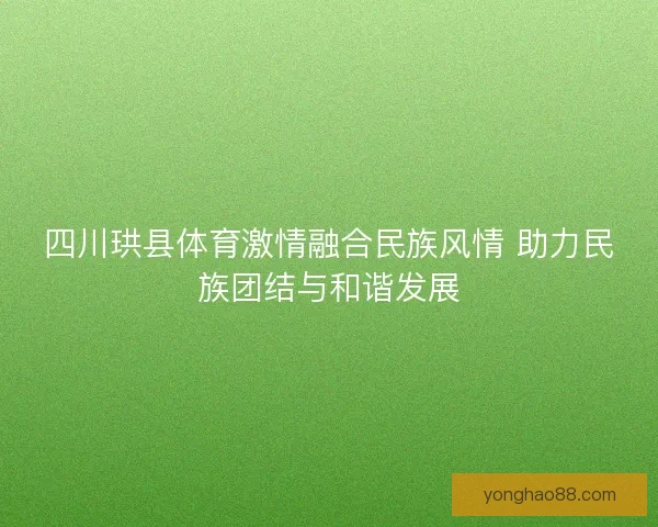 四川珙县体育激情融合民族风情 助力民族团结与和谐发展 四川珙县体育激情融合民族风情 助力民族团结与和谐发展
